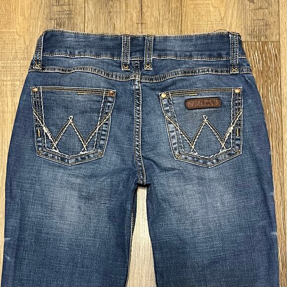 Wrangler Retro Mae Boot Cut Mid Rise Jeans 5x32 Stretch Western Denim Faded Boho - Picture 4 of 9